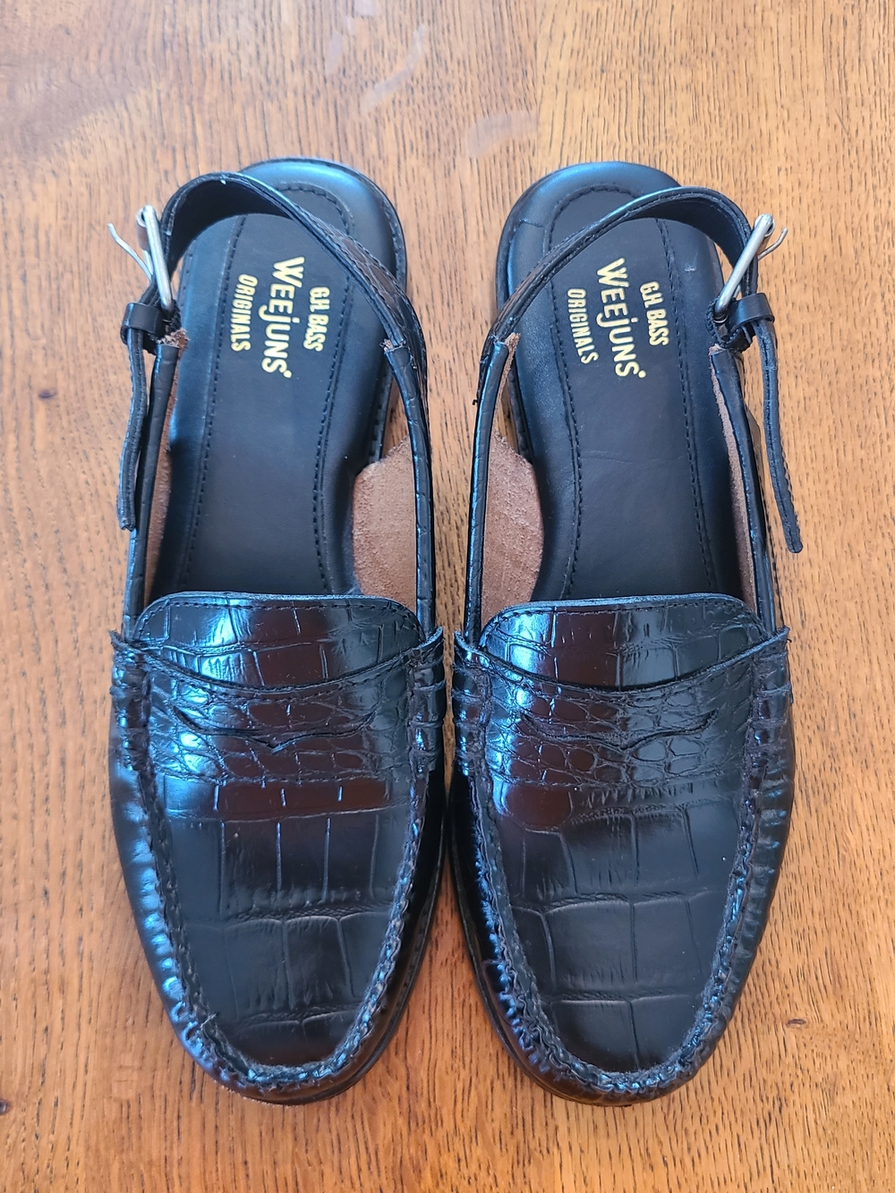 Weejyns Croc-Embossed Slingback Loafers